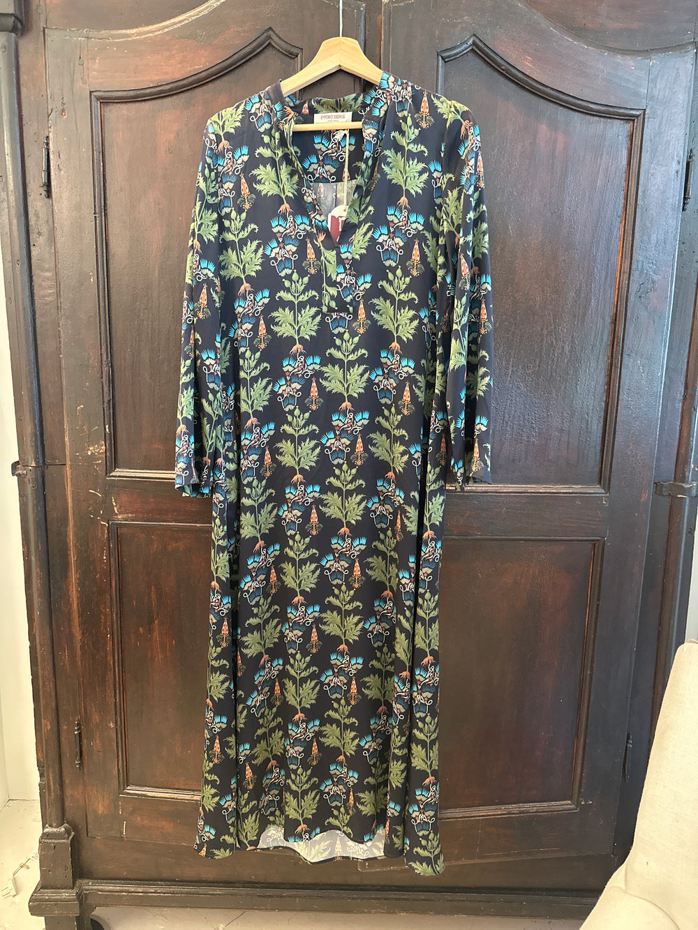 Persian Botanic Jenna Navy Silk Caftan