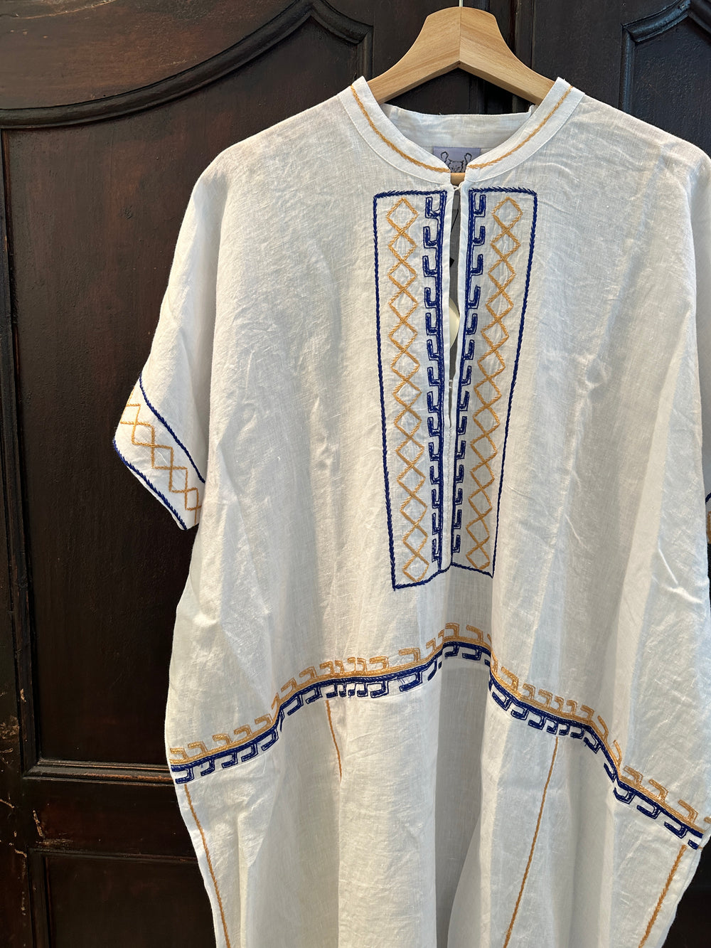 Archaic Embroidery White Pompon Dress