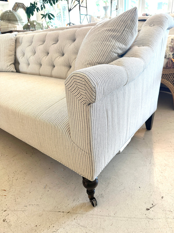 Elizabeth Ticking Stripe Tufted Sofa