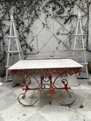 Antique Red Pastry Table w/Marble Top