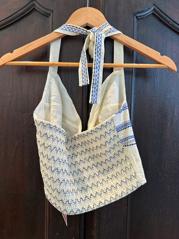 Elide Embroidered Top Ivory