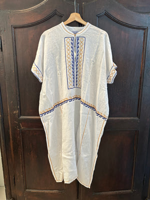 Archaic Embroidery White Pompon Dress