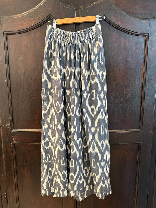 Indigo Ikat Strapless Dress