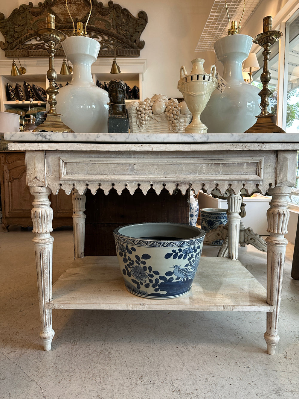 Marble Top White Pastry Table