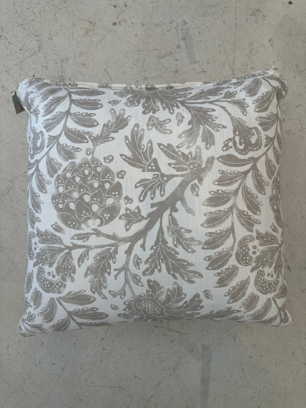 Tan and white vine pillow