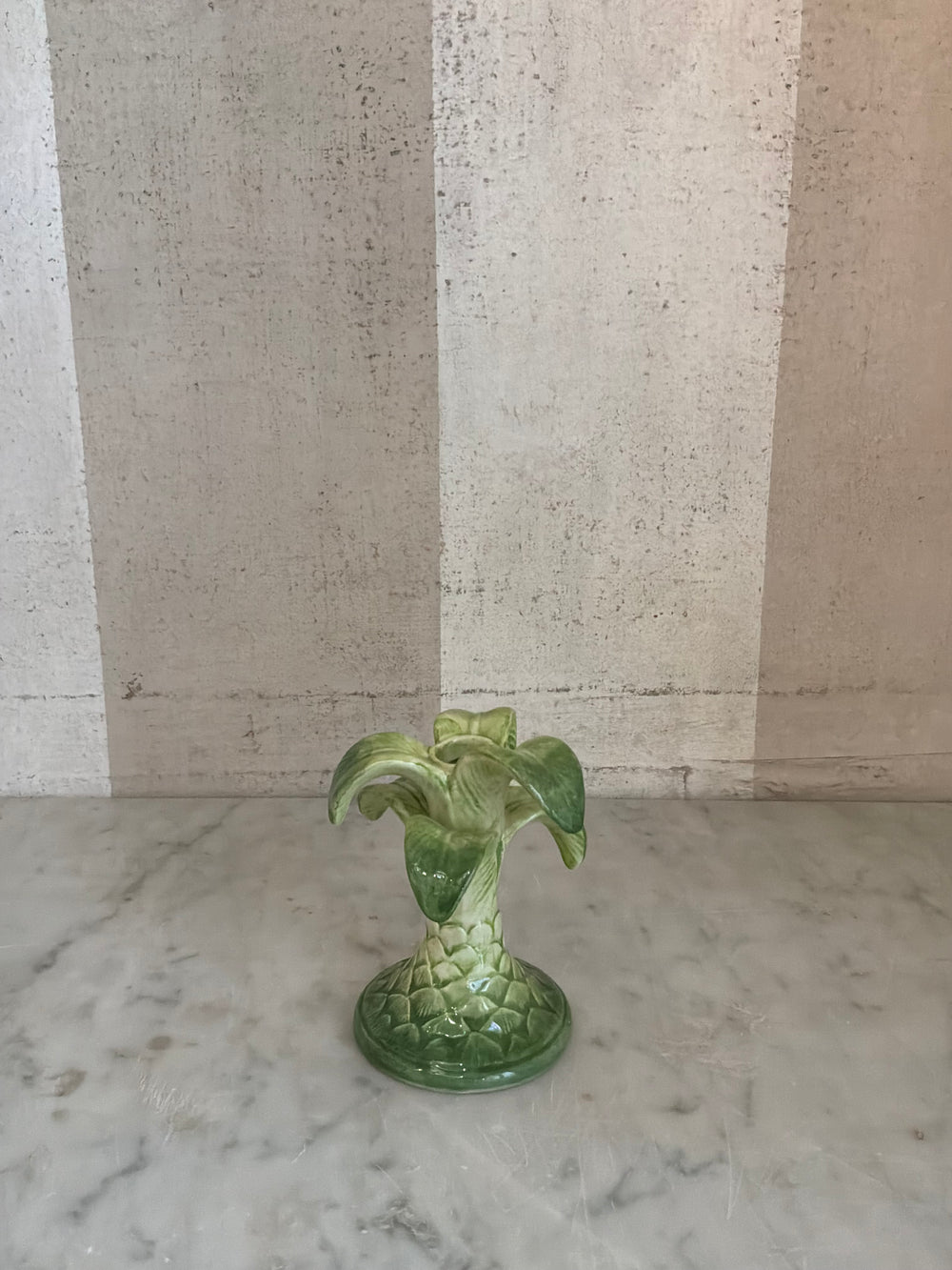 Green Palm Candlestick Holder