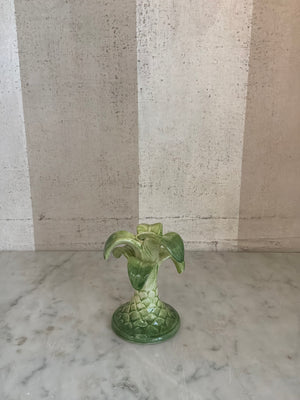Green Palm Candlestick Holder