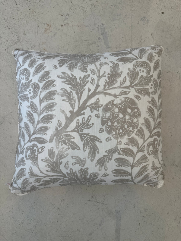 Tan and white vine pillow