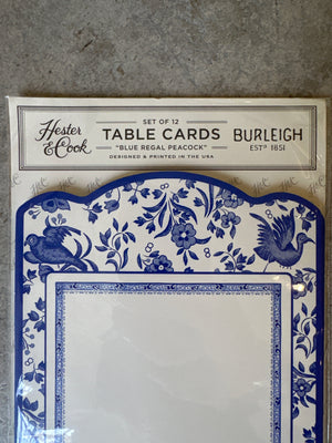 Blue Regal Peacock Table Cards