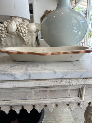 Scalloped Cream Stoneware Platter