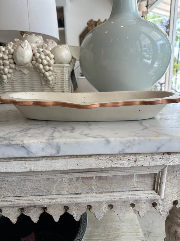 Scalloped Cream Stoneware Platter