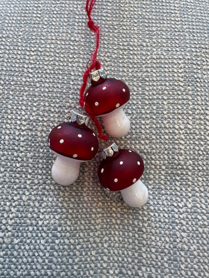 Polka Dolk Glass Mushroom Cluster Ornament