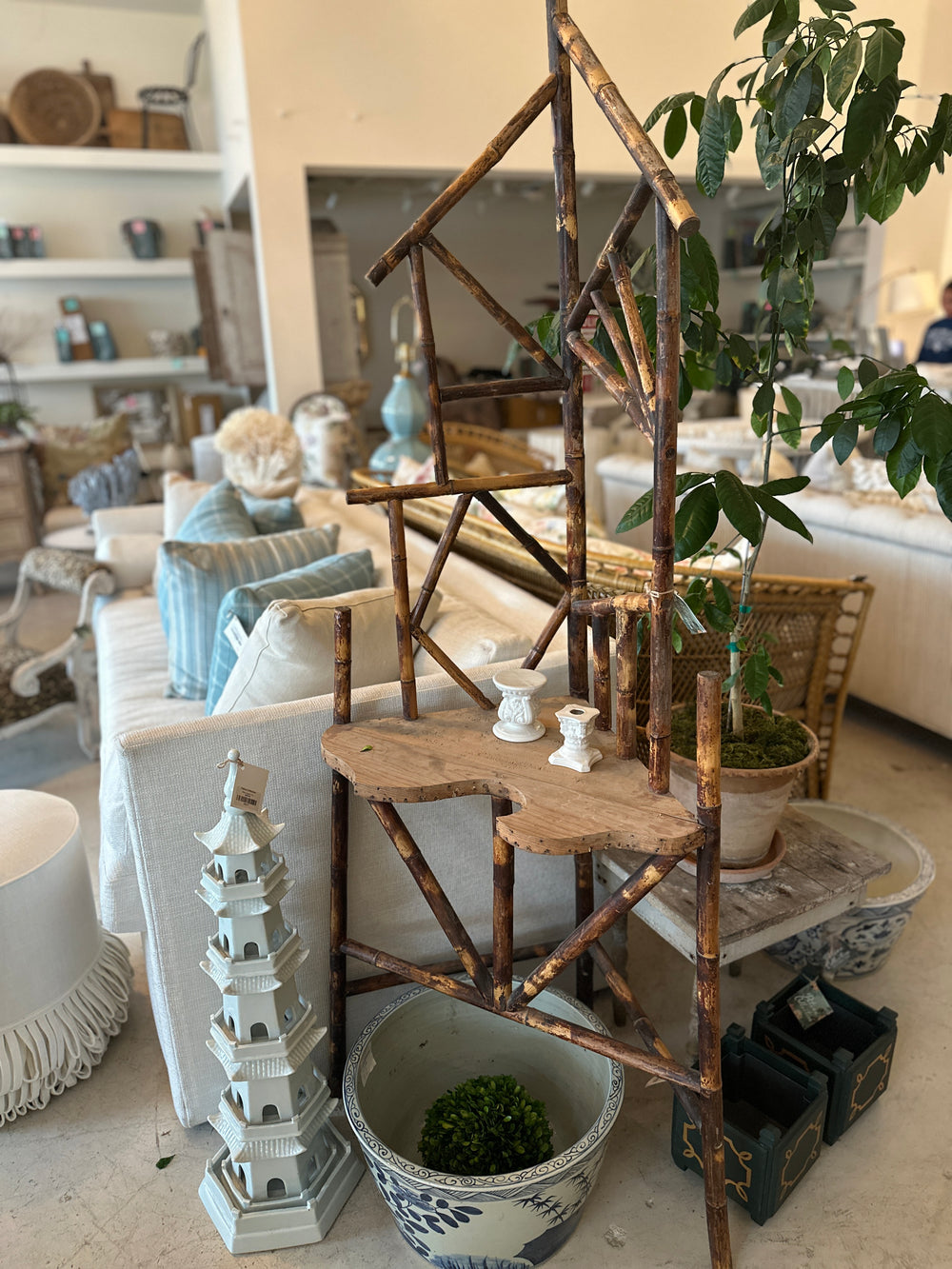 Vintage Bamboo Corner Rack