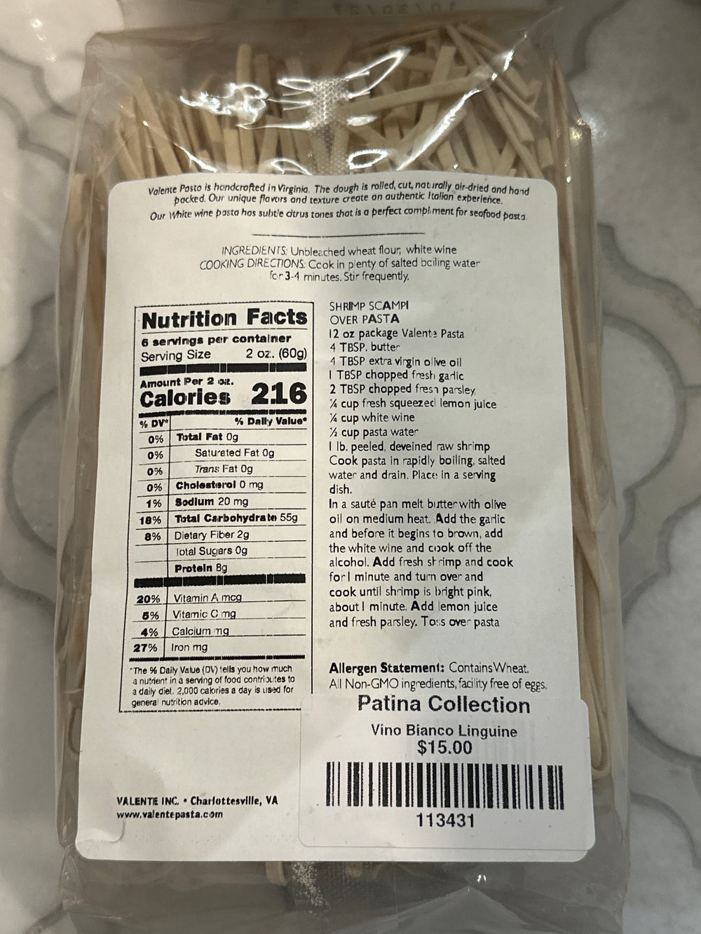 Vino Bianco Linguine Pasta