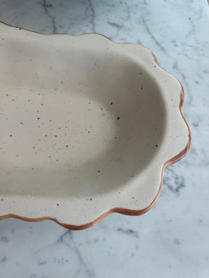 Scalloped Cream Stoneware Platter