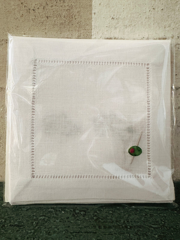 Happy Hour Embroidered Cocktail Napkins- Set of 4