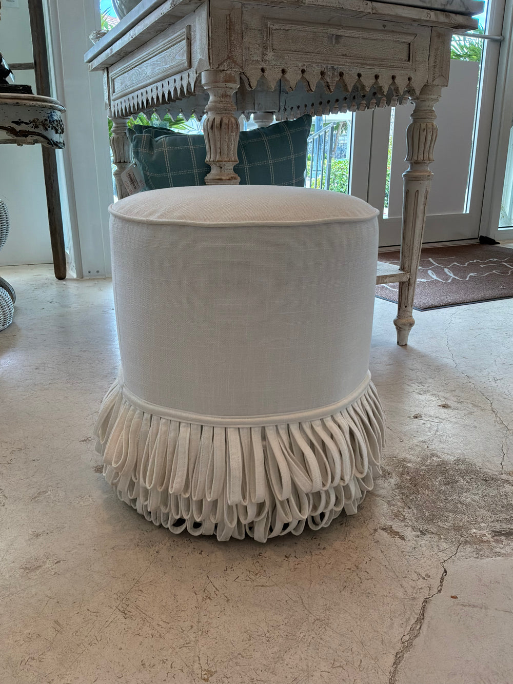 Livia Layered Fringe Ottoman