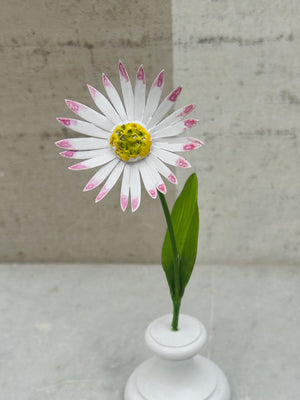 Little Flower, White w Pink 7"