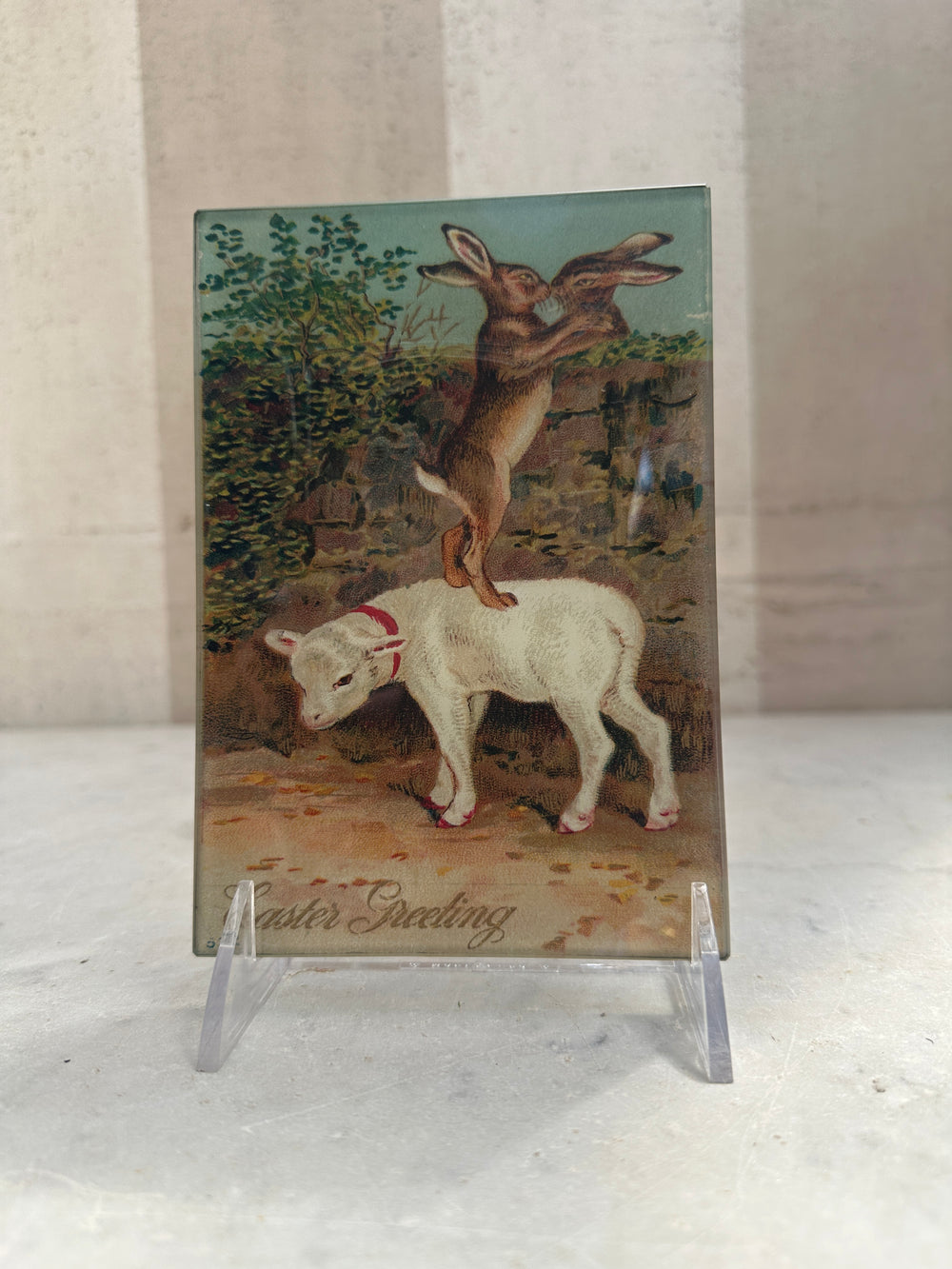 Easter Greeting Kissing Rabbits Tray