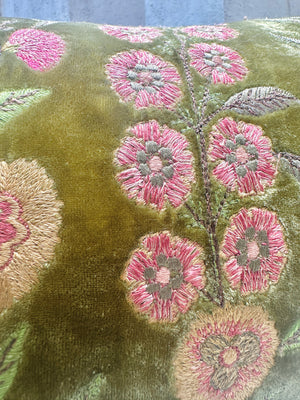Garden Foliate Green Velvet Pillow