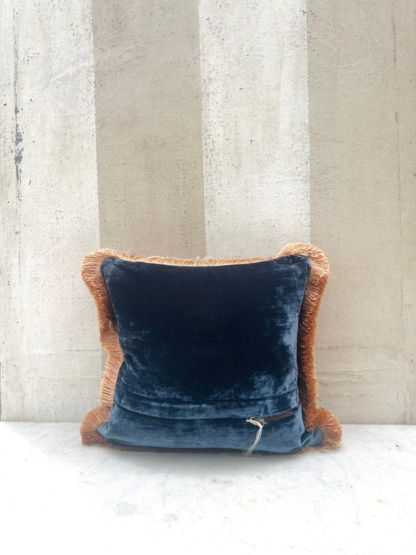 Indigo Liza Velvet Fringe Pillow