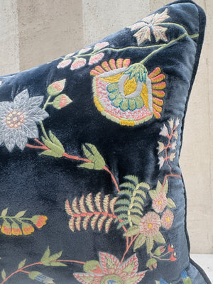 Indigo Bovary Velvet Pillow