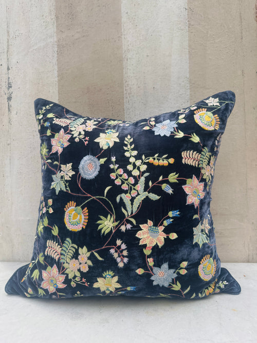 Indigo Bovary Velvet Pillow
