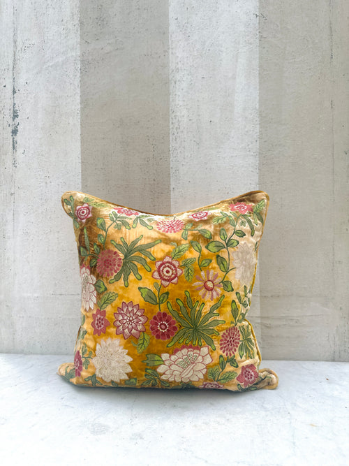 Yellow Bouquet Velvet Pillow