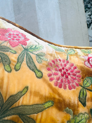Yellow Bouquet Velvet Pillow