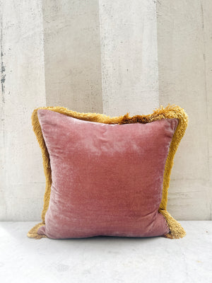 Vintage Plum Fringe Velvet Pillow