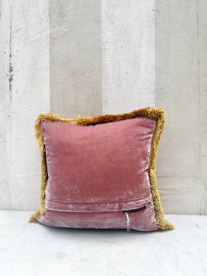 Vintage Plum Fringe Velvet Pillow