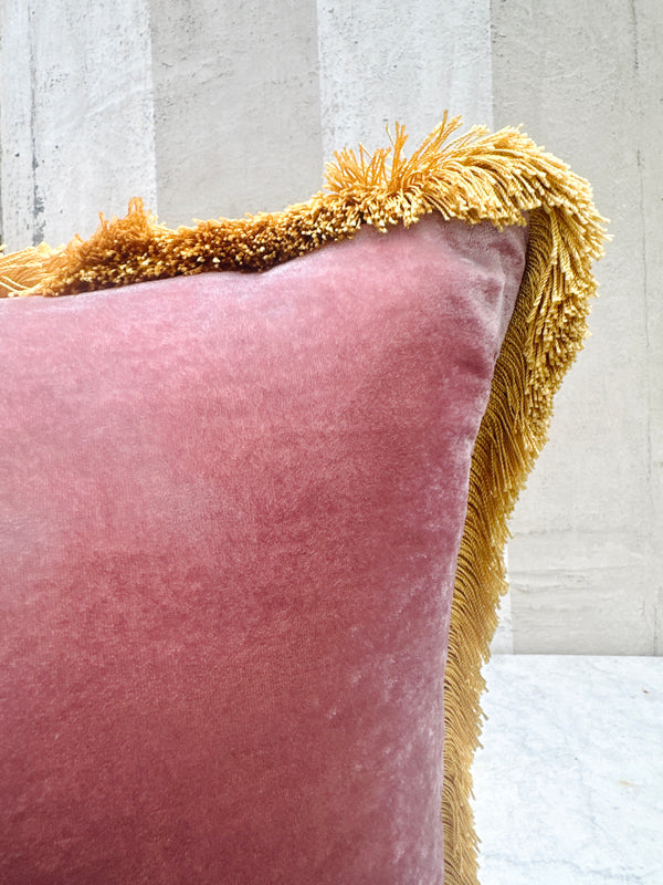 Vintage Plum Fringe Velvet Pillow