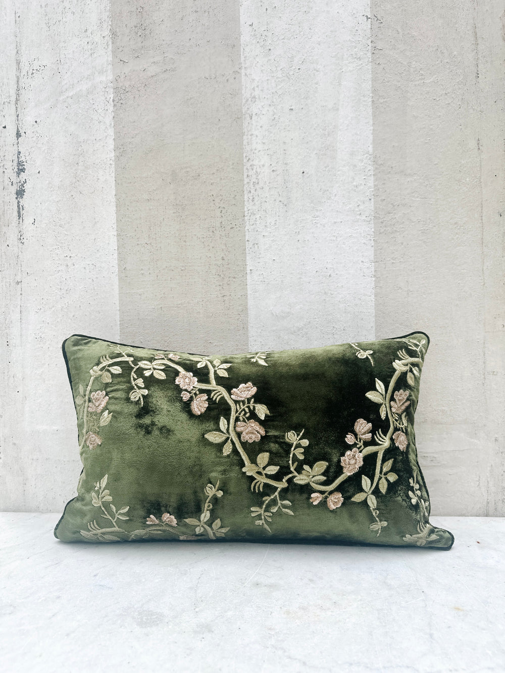 Blossom Dark Green Velvet Pillow