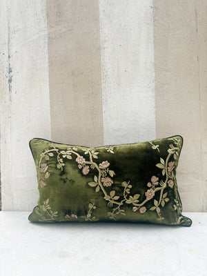 Blossom Dark Green Velvet Pillow