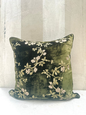 Blossom Dark Green Velvet Pillow