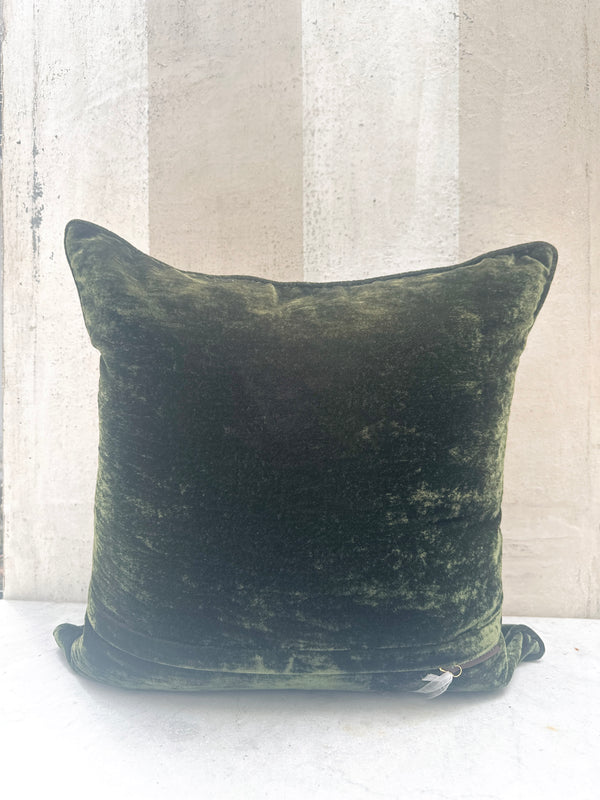 Blossom Dark Green Velvet Pillow