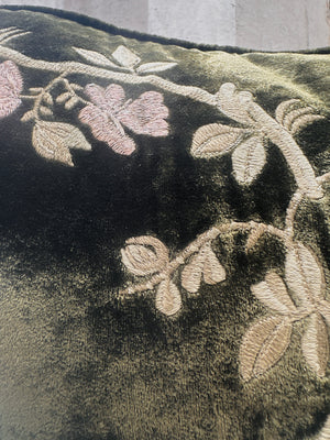 Blossom Dark Green Velvet Pillow