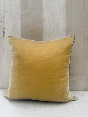 Silver Green Velvet Pillow W/ Silk Piping