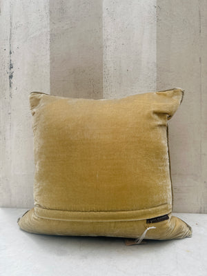 Silver Green Velvet Pillow W/ Silk Piping