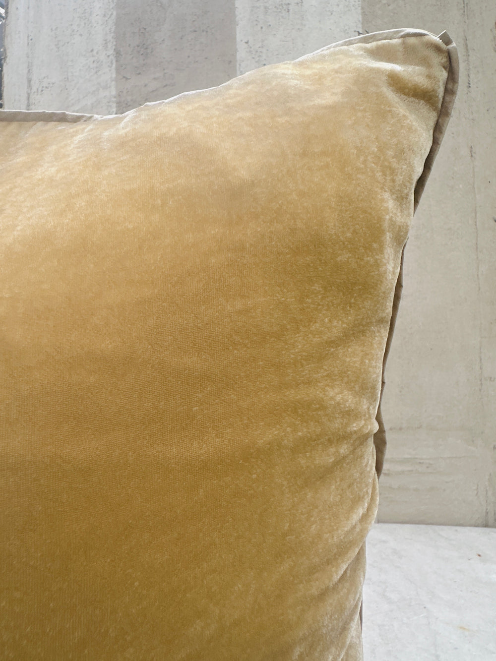 Silver Green Velvet Pillow W/ Silk Piping
