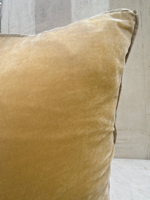 Silver Green Velvet Pillow W/ Silk Piping