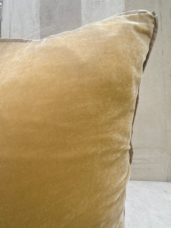 Silver Green Velvet Pillow W/ Silk Piping