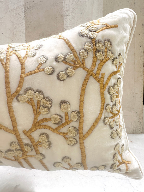 White Berries Velvet Pillow