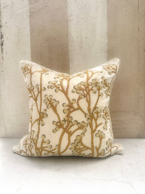 White Berries Velvet Pillow