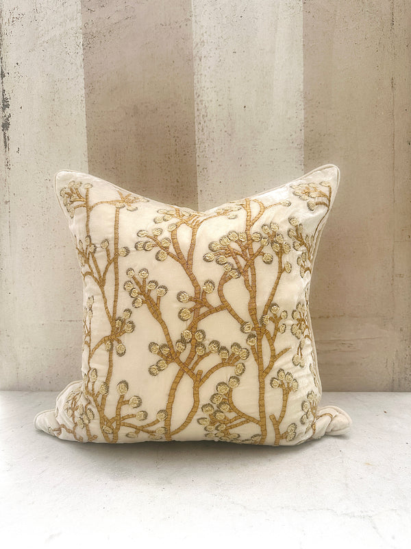 White Berries Velvet Pillow