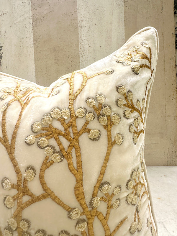White Berries Velvet Pillow