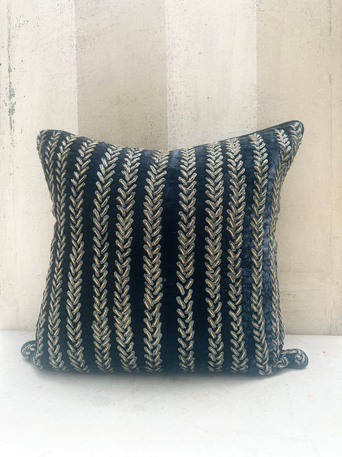 Indigo Twine Velvet Pillow