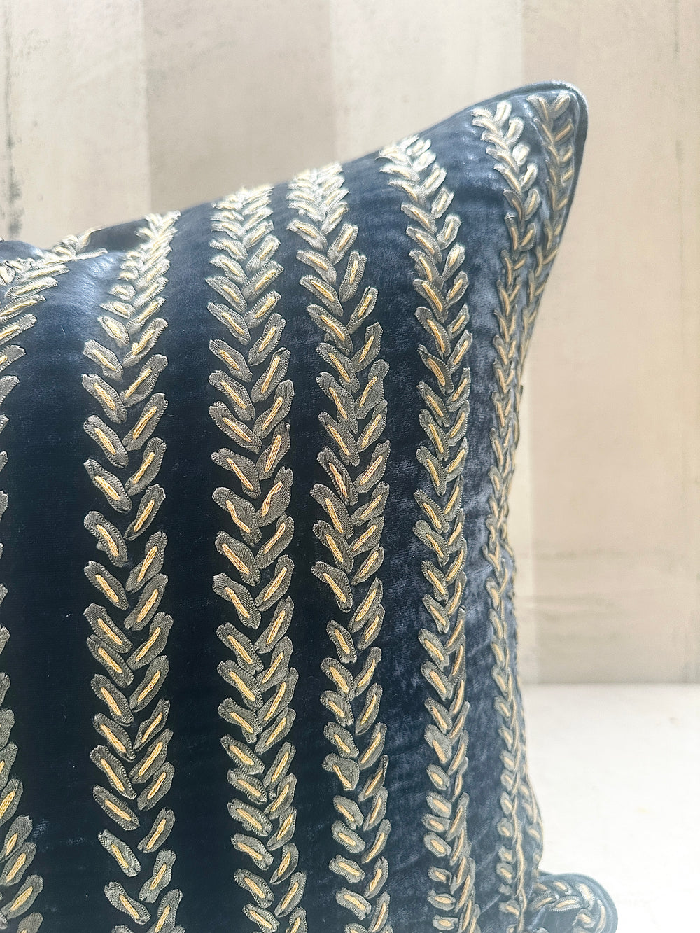 Indigo Twine Velvet Pillow