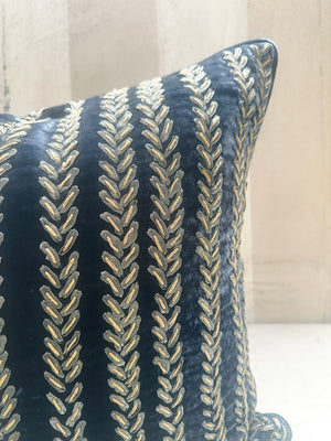 Indigo Twine Velvet Pillow