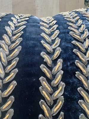 Indigo Twine Velvet Pillow